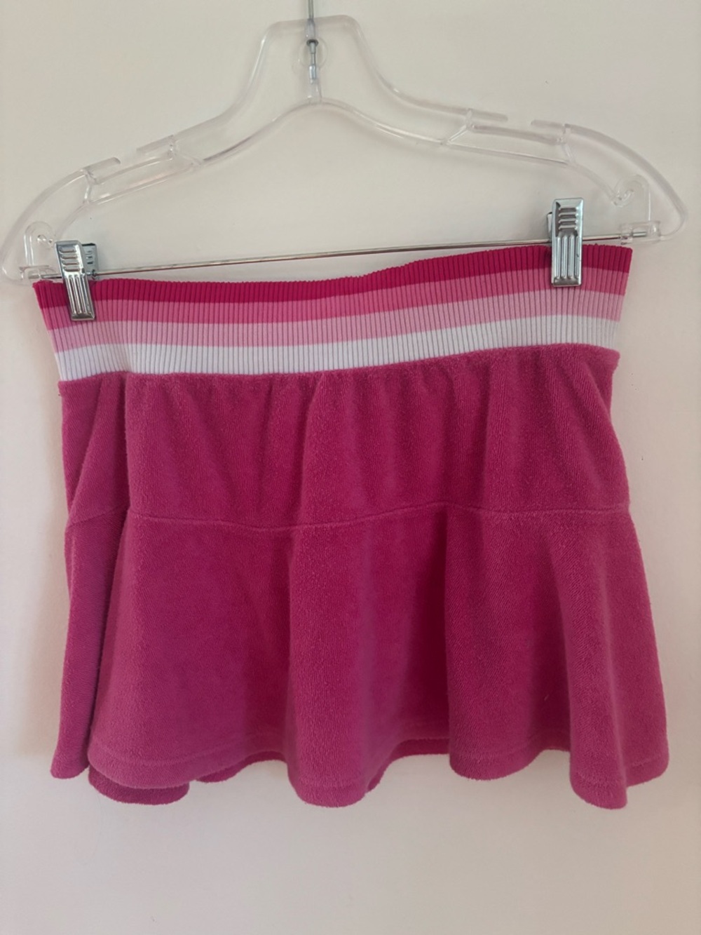 Pink Stripe Waistband Terry Skirt